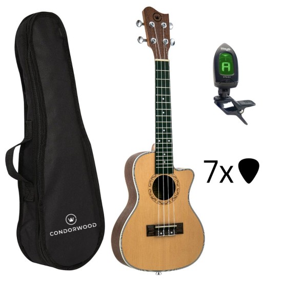 Condorwood UC-2440C kontsert ukulele koos STARTER komplektiga