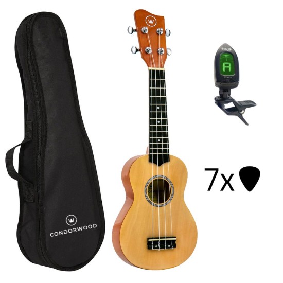 Condorwood US-2101 N sopran ukulele koos STARTER komplektiga